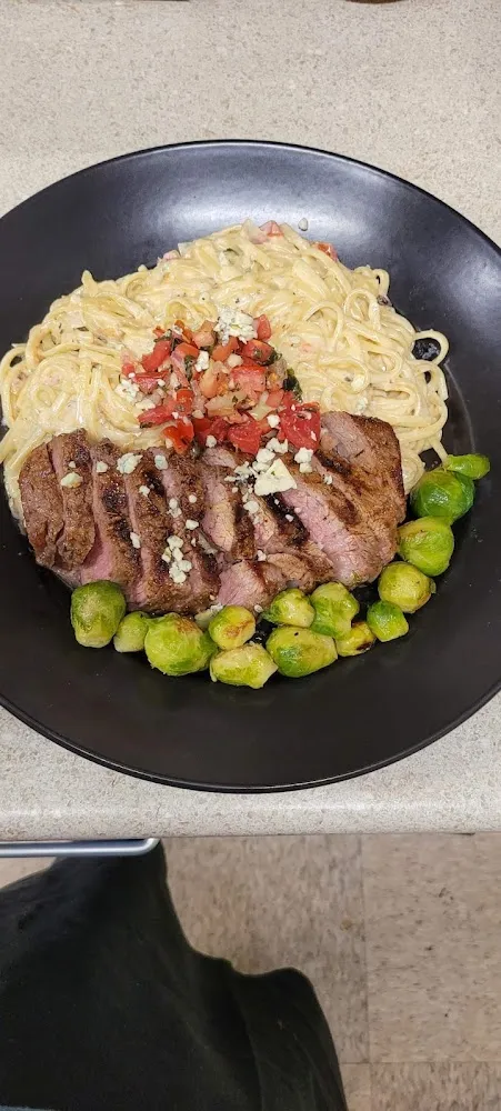 Blackened Blue Steak and Alfredo