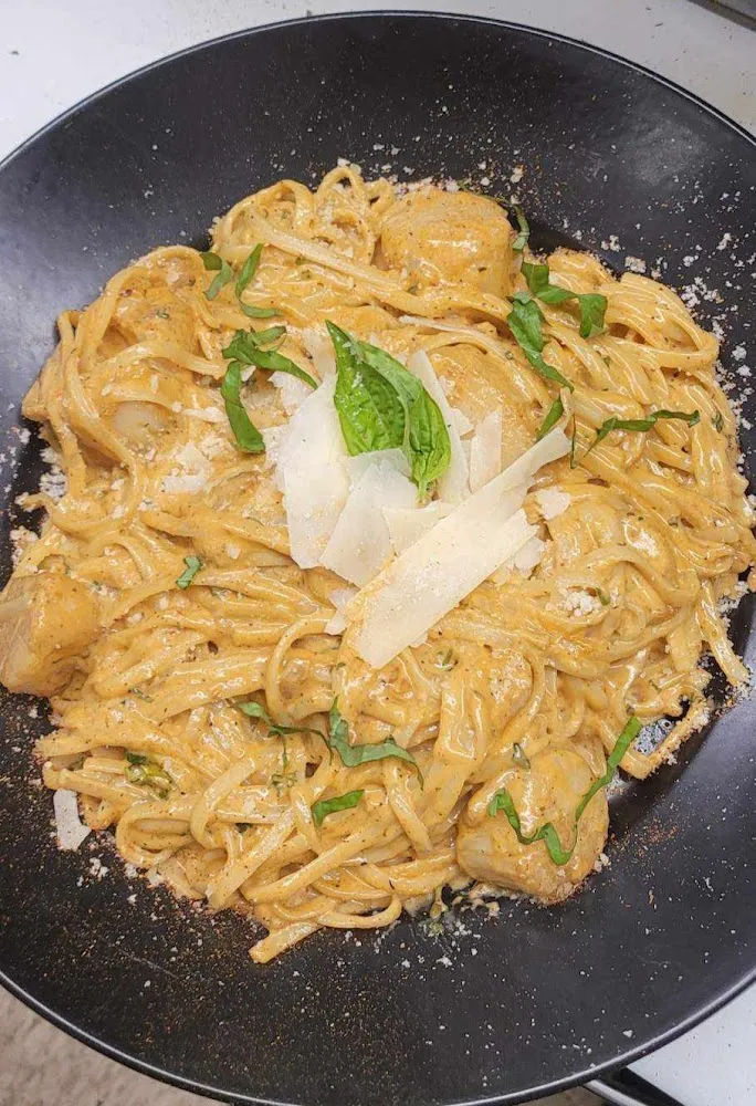 Scallops and Pasta in a Cajun Cream Sauce