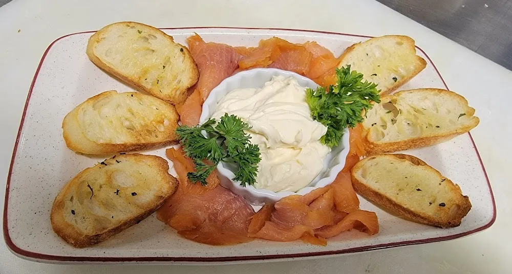 Smoked Salmon and Cream Brie Crostini
